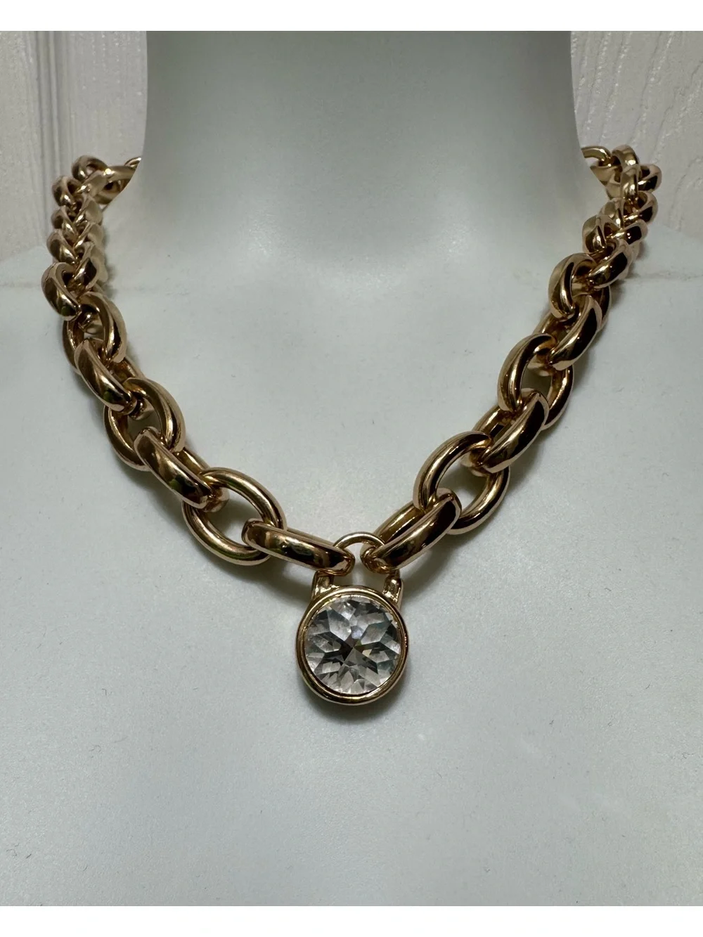Michael Kors Logo Gold Tone Reversible Chunky Chain Link Necklace